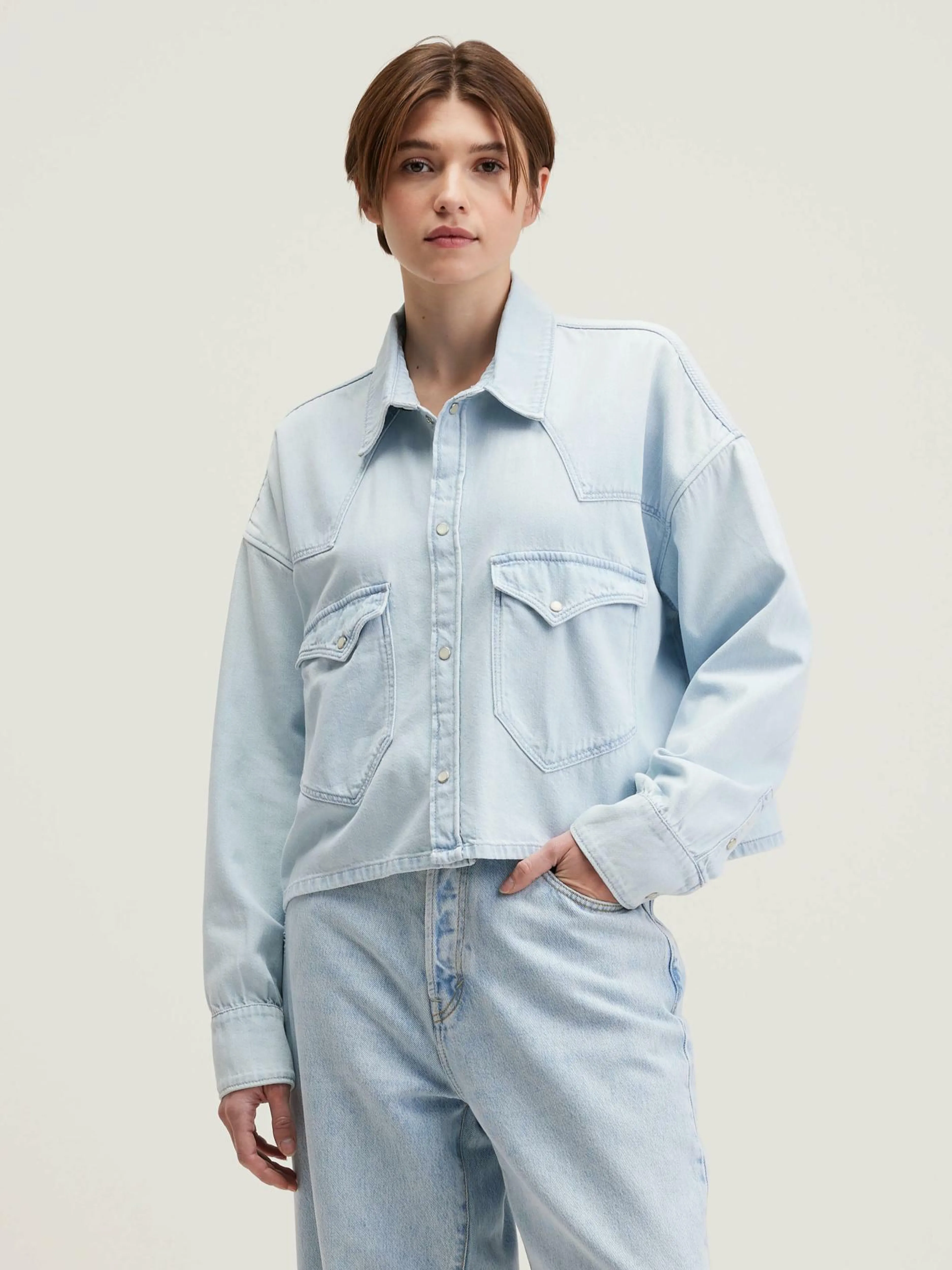 Blouses & Chemises-Bellerose Chemise Cropped Polar Used light blue