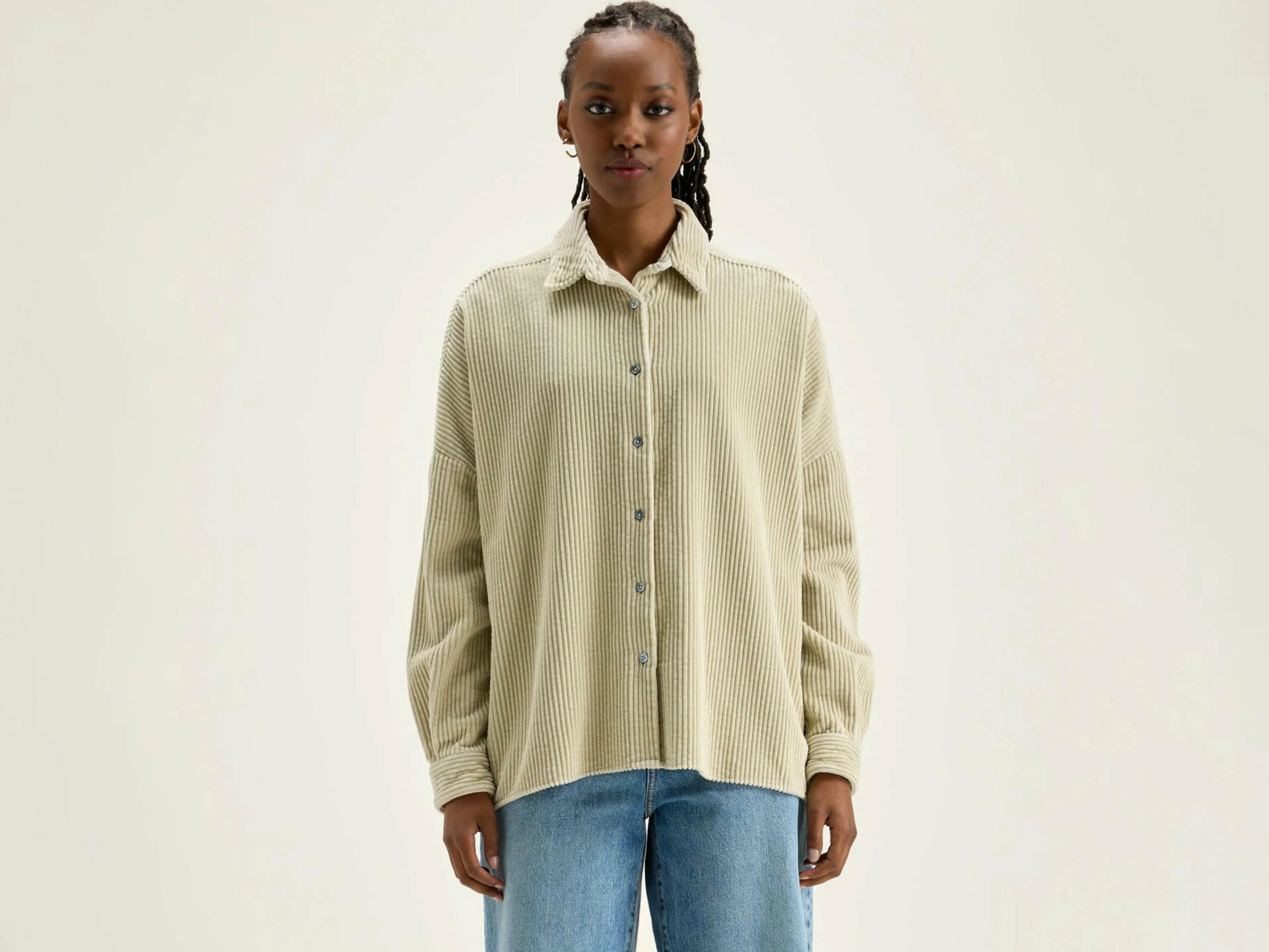 Blouses & Chemises-Bellerose Chemise En Velours Côtelé Ginna Craie