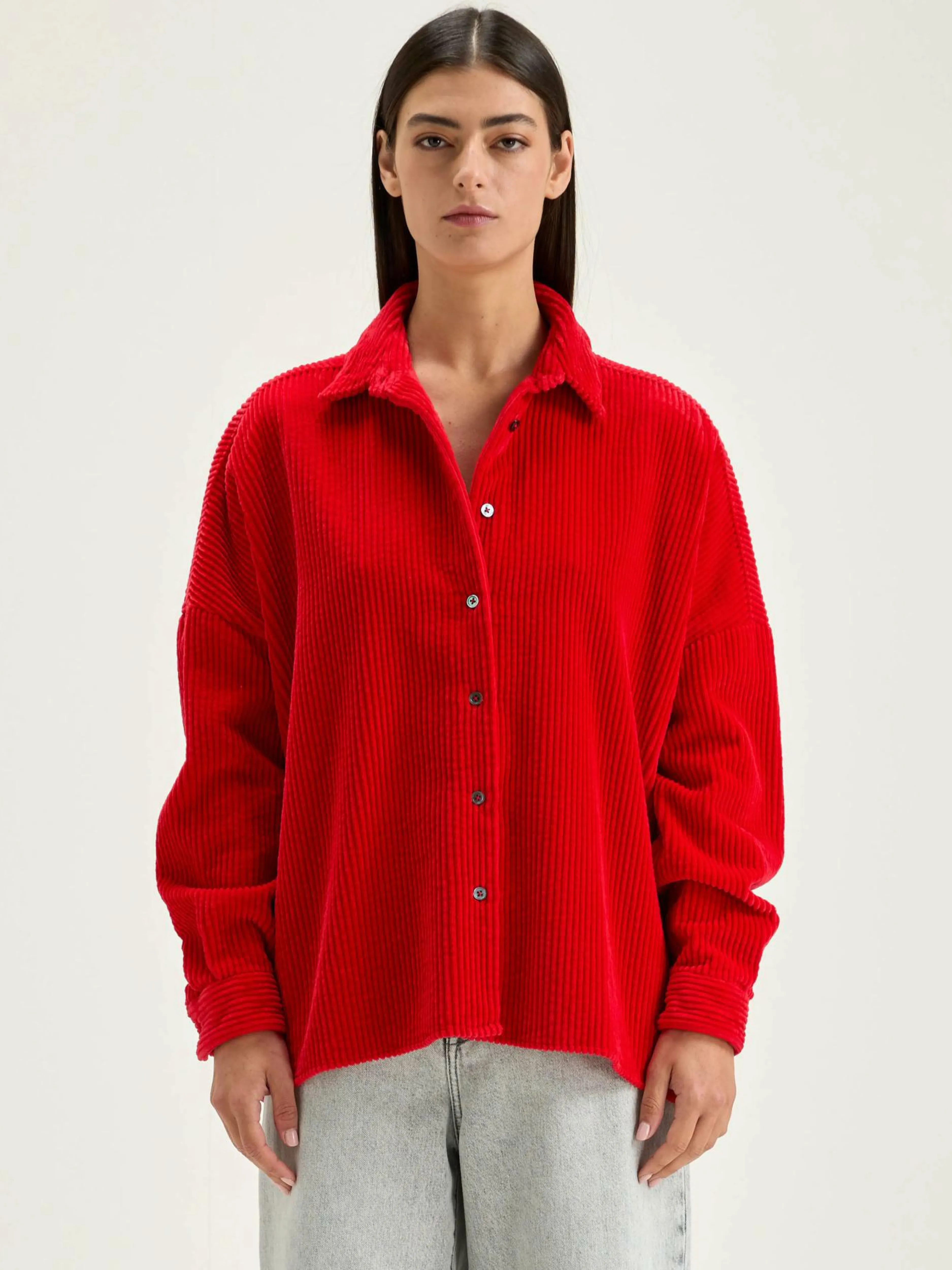 Blouses & Chemises-Bellerose Chemise En Velours Côtelé Ginna Sanguine