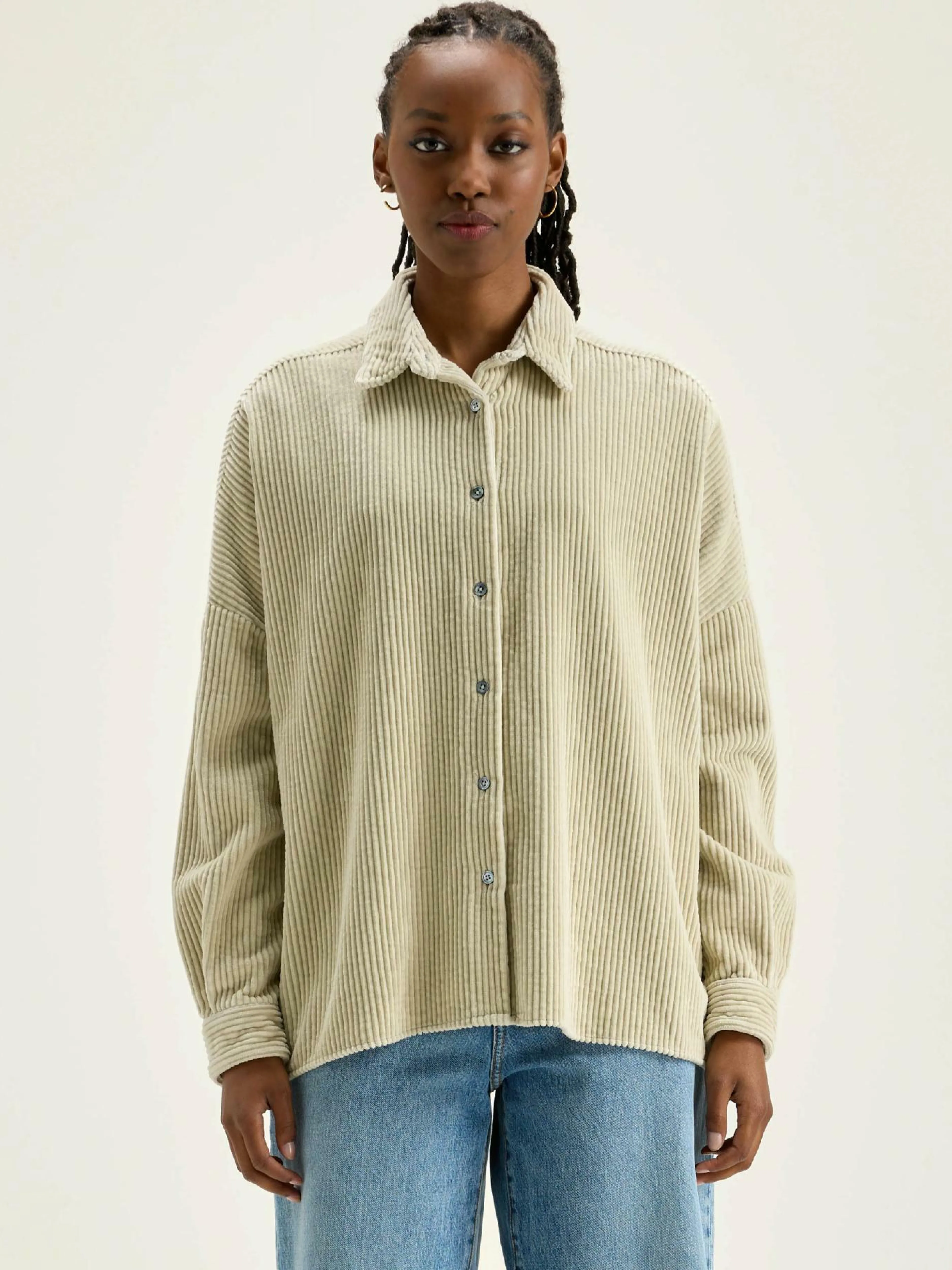 Blouses & Chemises-Bellerose Chemise En Velours Côtelé Ginna Craie