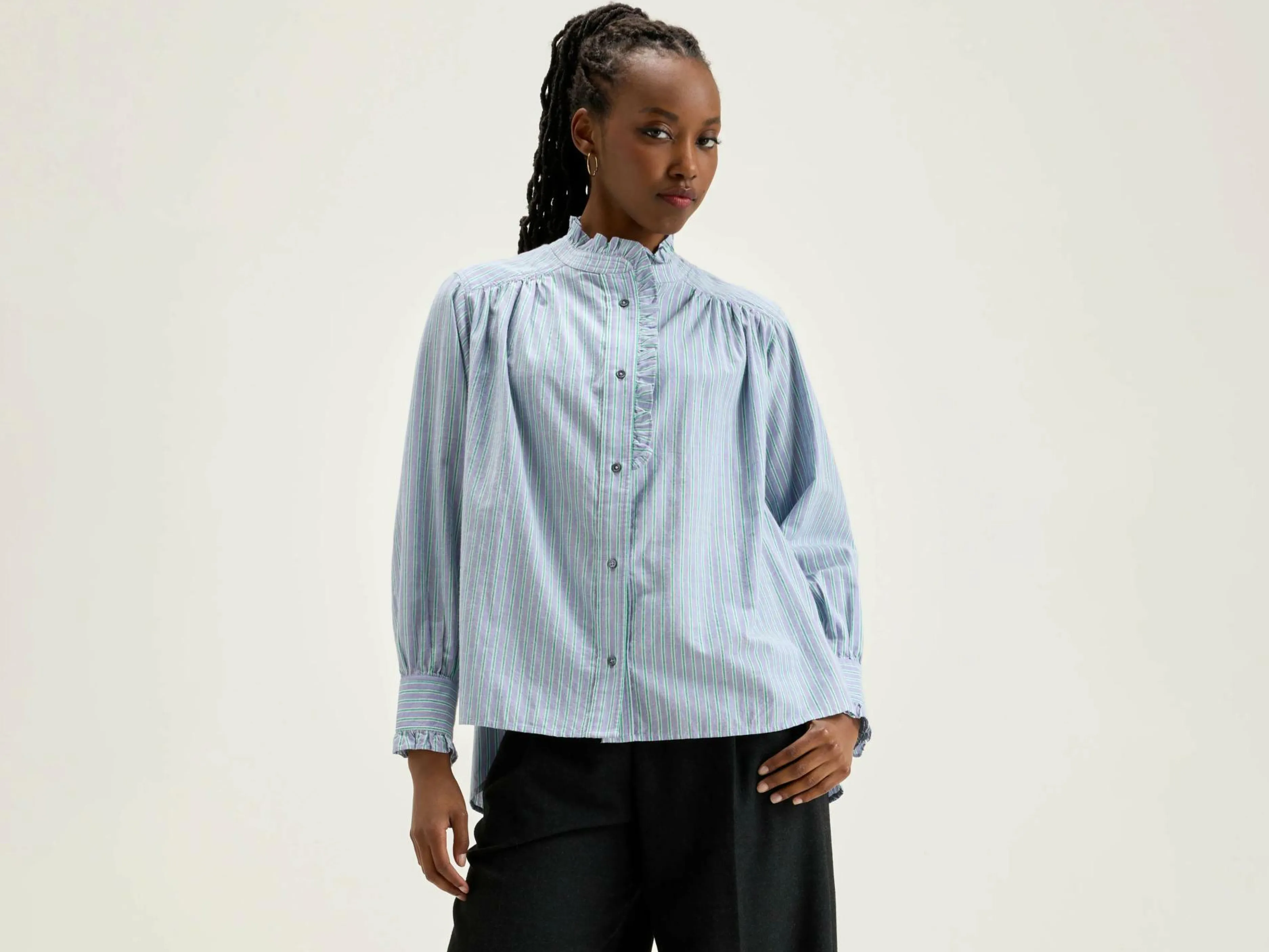 Blouses & Chemises-Bellerose Chemise Rayée Claudia Bonbon / Mojito