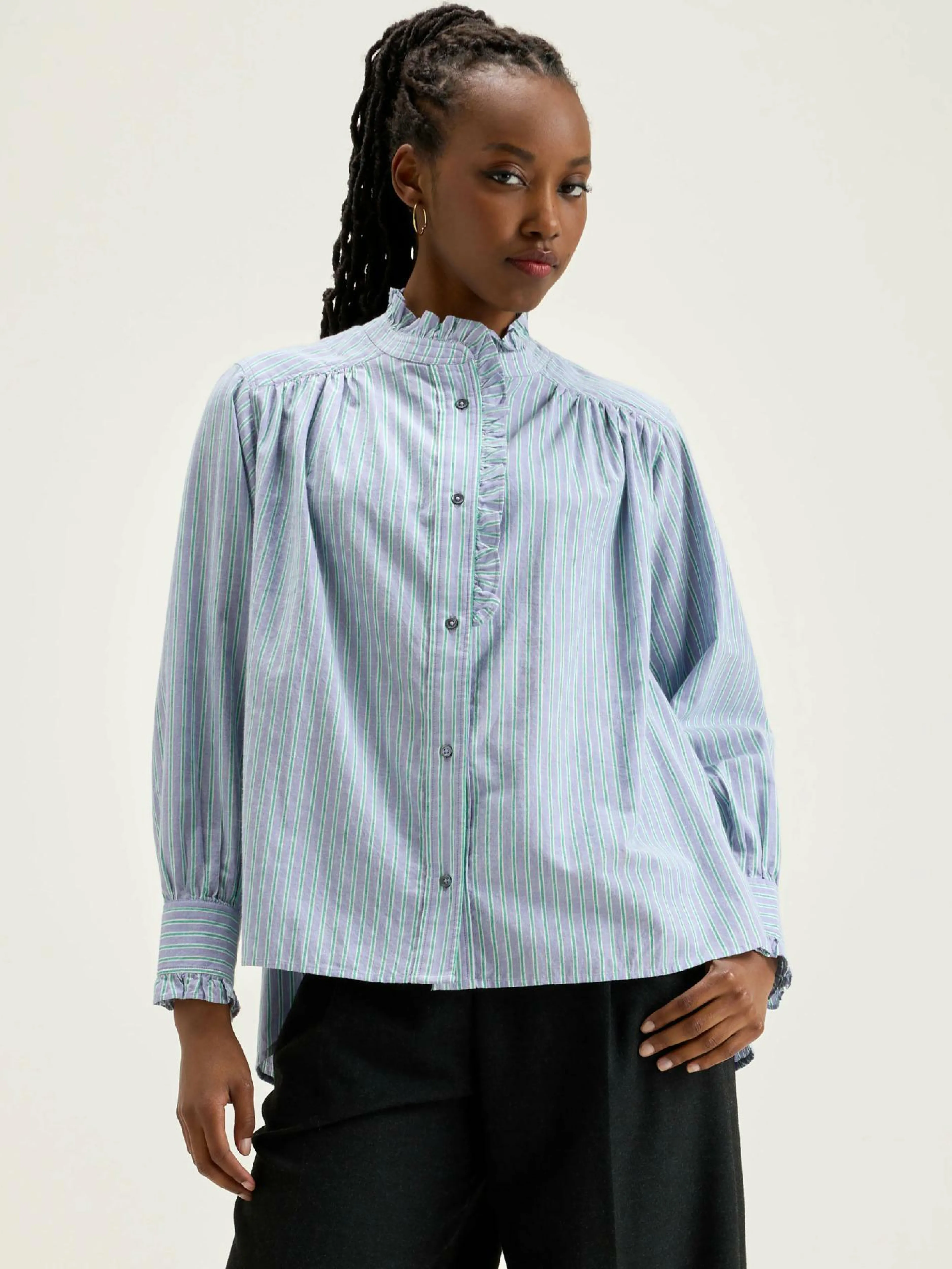 Blouses & Chemises-Bellerose Chemise Rayée Claudia Bonbon / Mojito