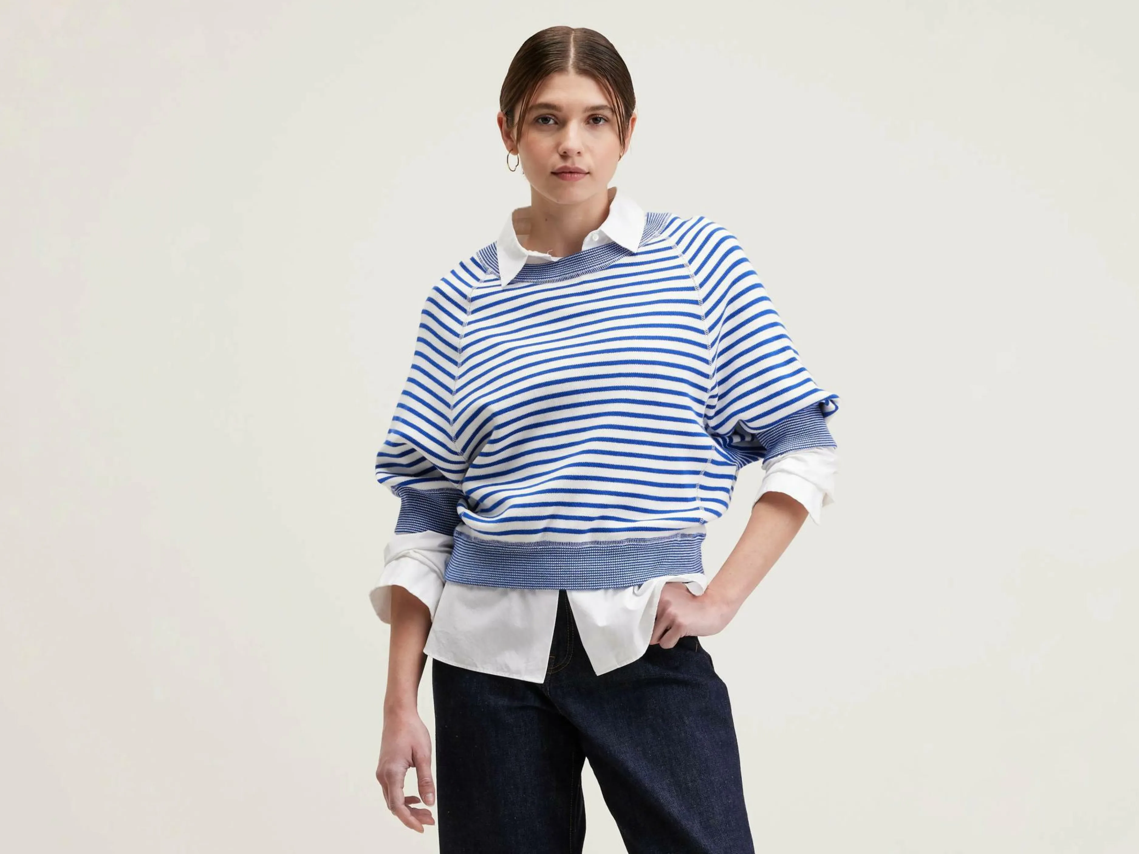 Mailles-Bellerose Pull Col Rond Anglet Gitane / Vintage white