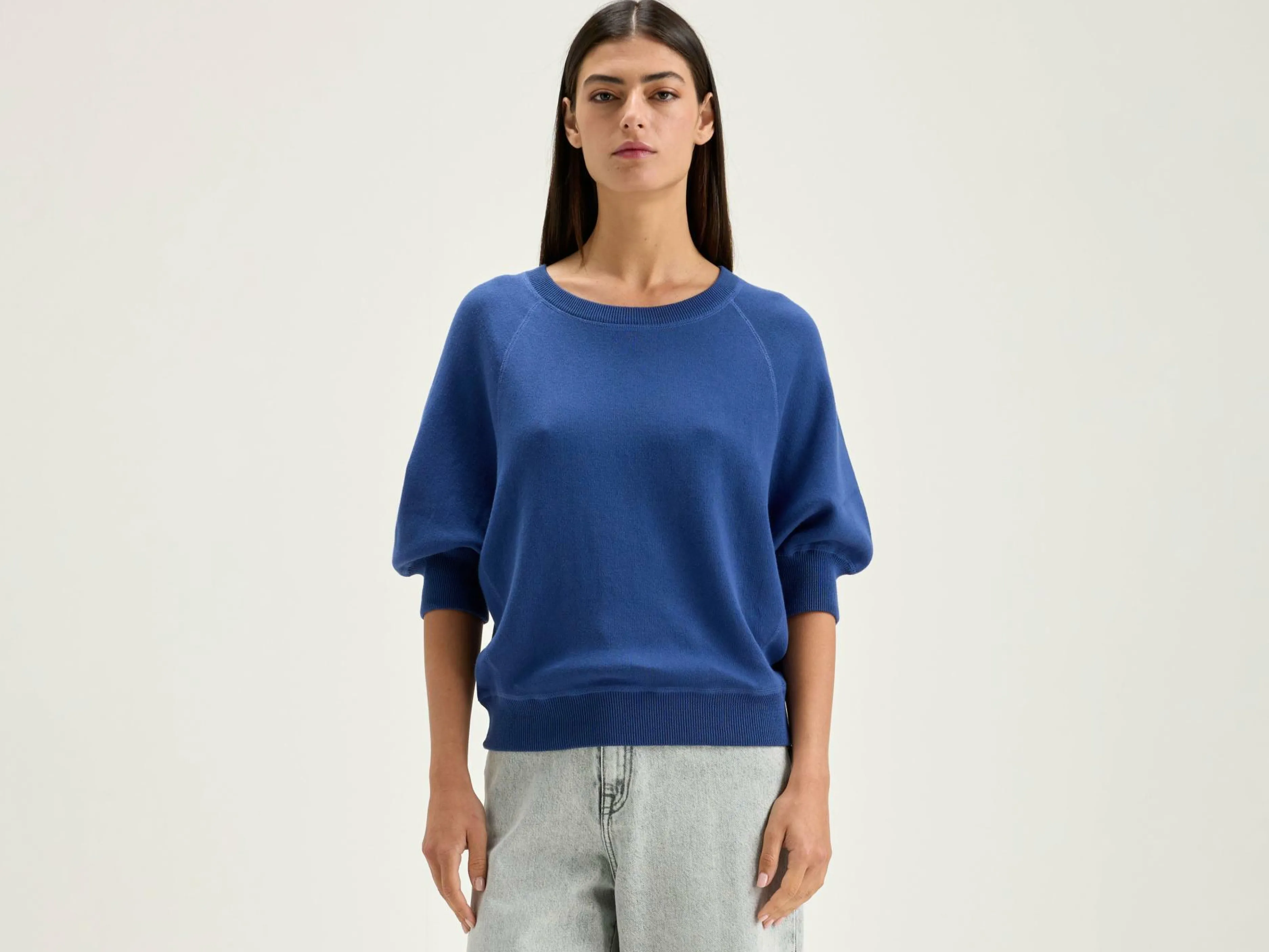 Mailles-Bellerose Pull Col Rond Anglet Blue jeans