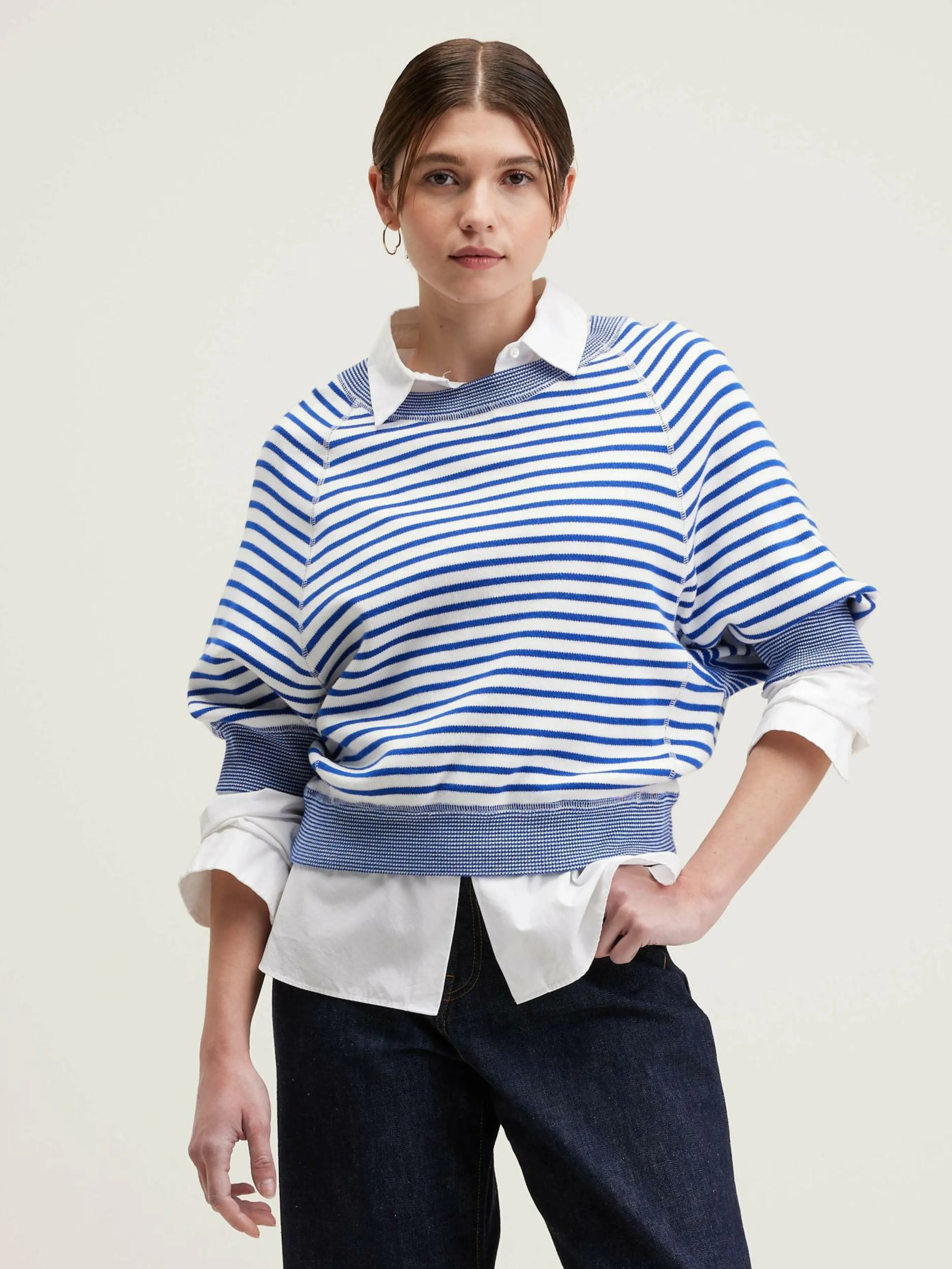 Mailles-Bellerose Pull Col Rond Anglet Gitane / Vintage white