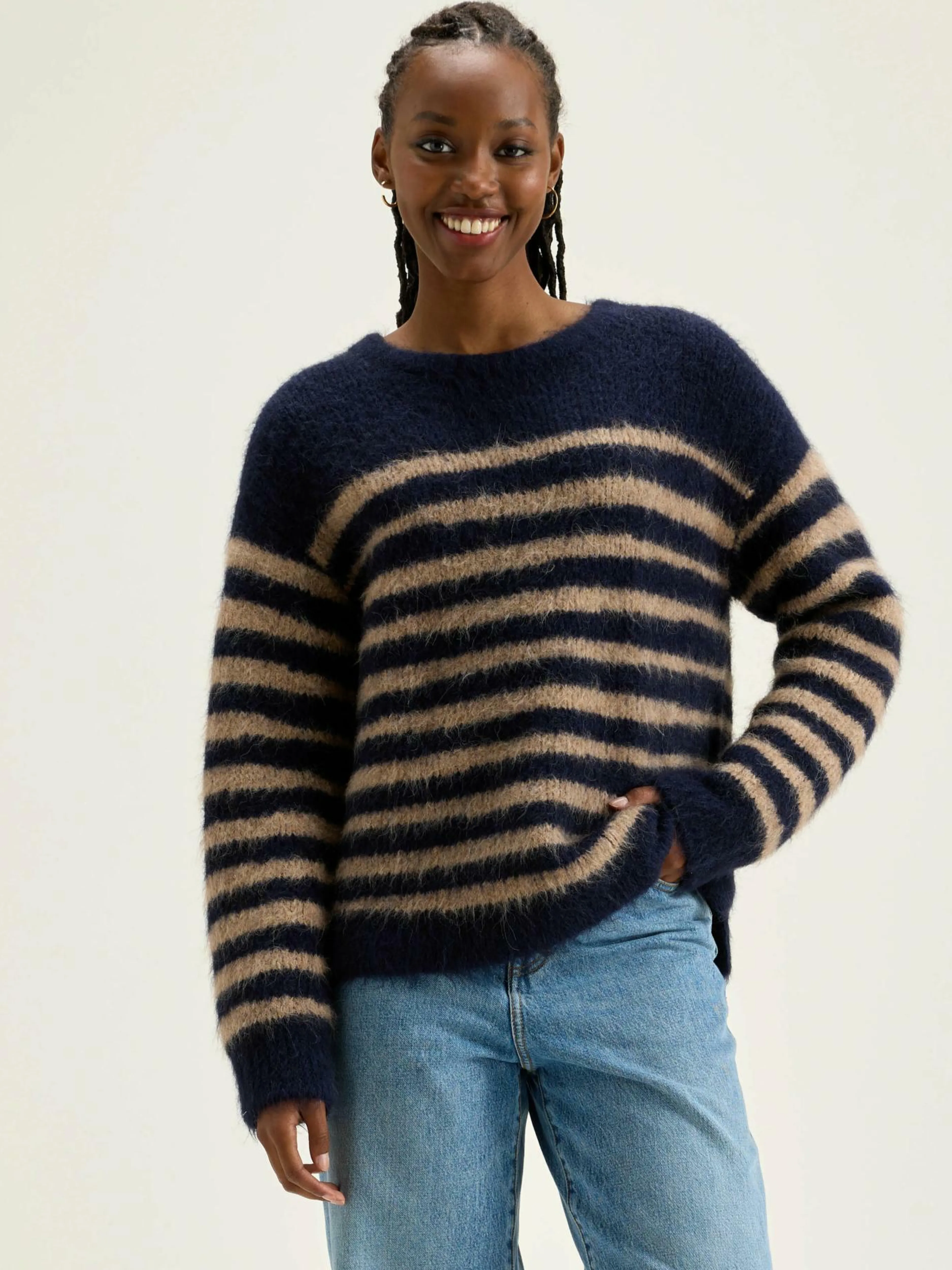 Mailles-Bellerose Pull Col Rond Decat Naval / Pancake