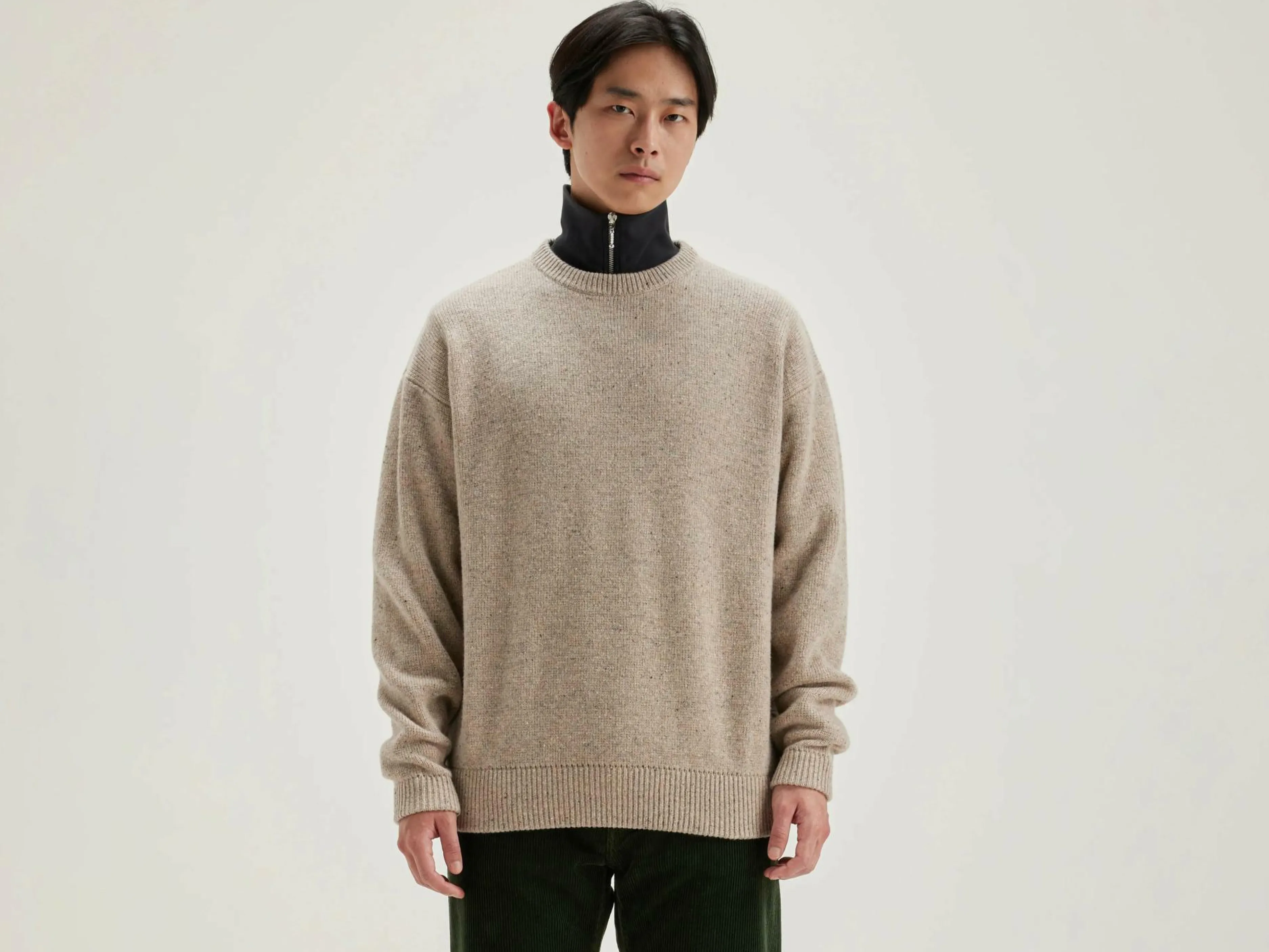 Mailles-Bellerose Pull Col Rond Gatem Oatmeal