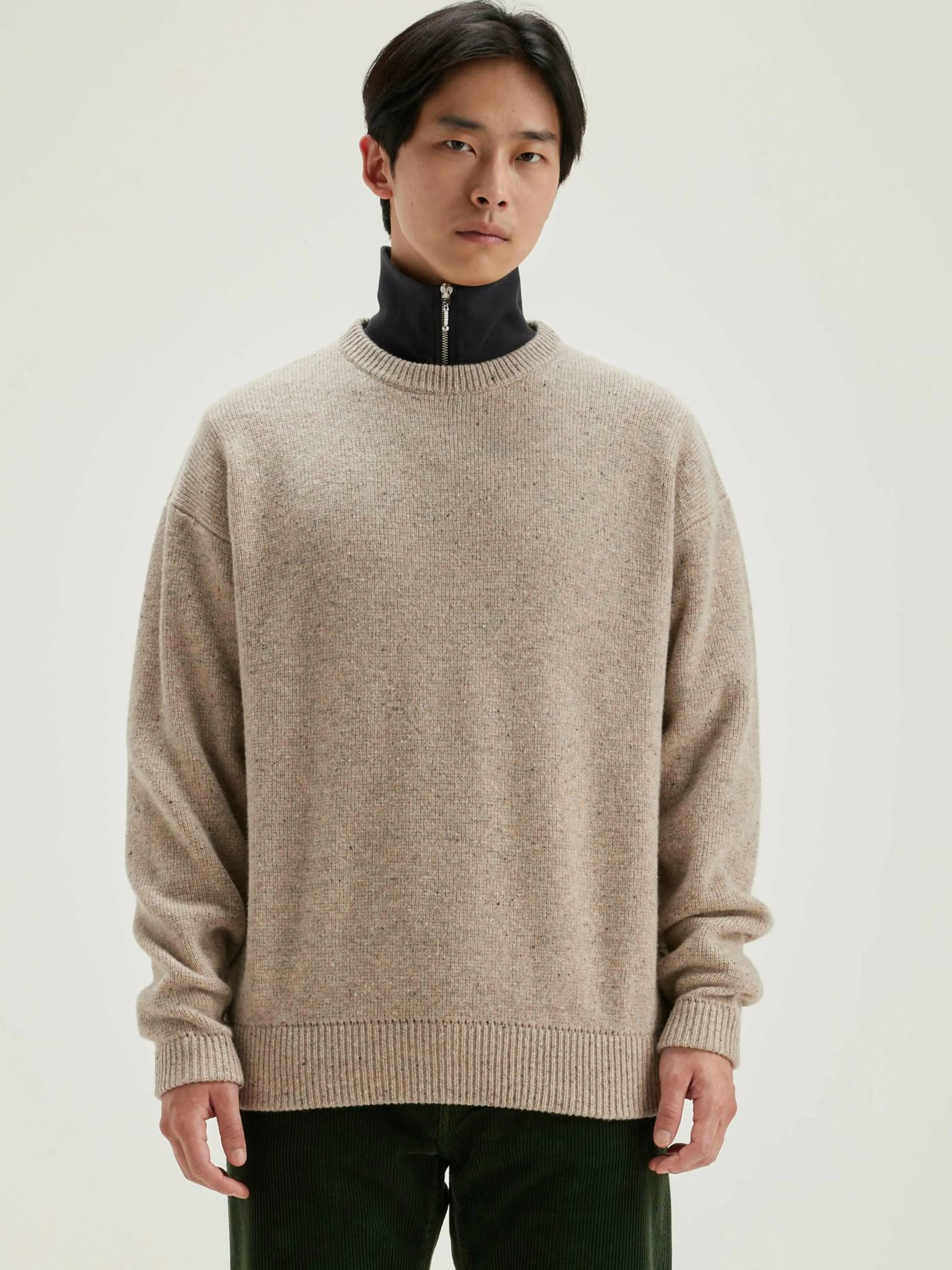 Mailles-Bellerose Pull Col Rond Gatem Oatmeal