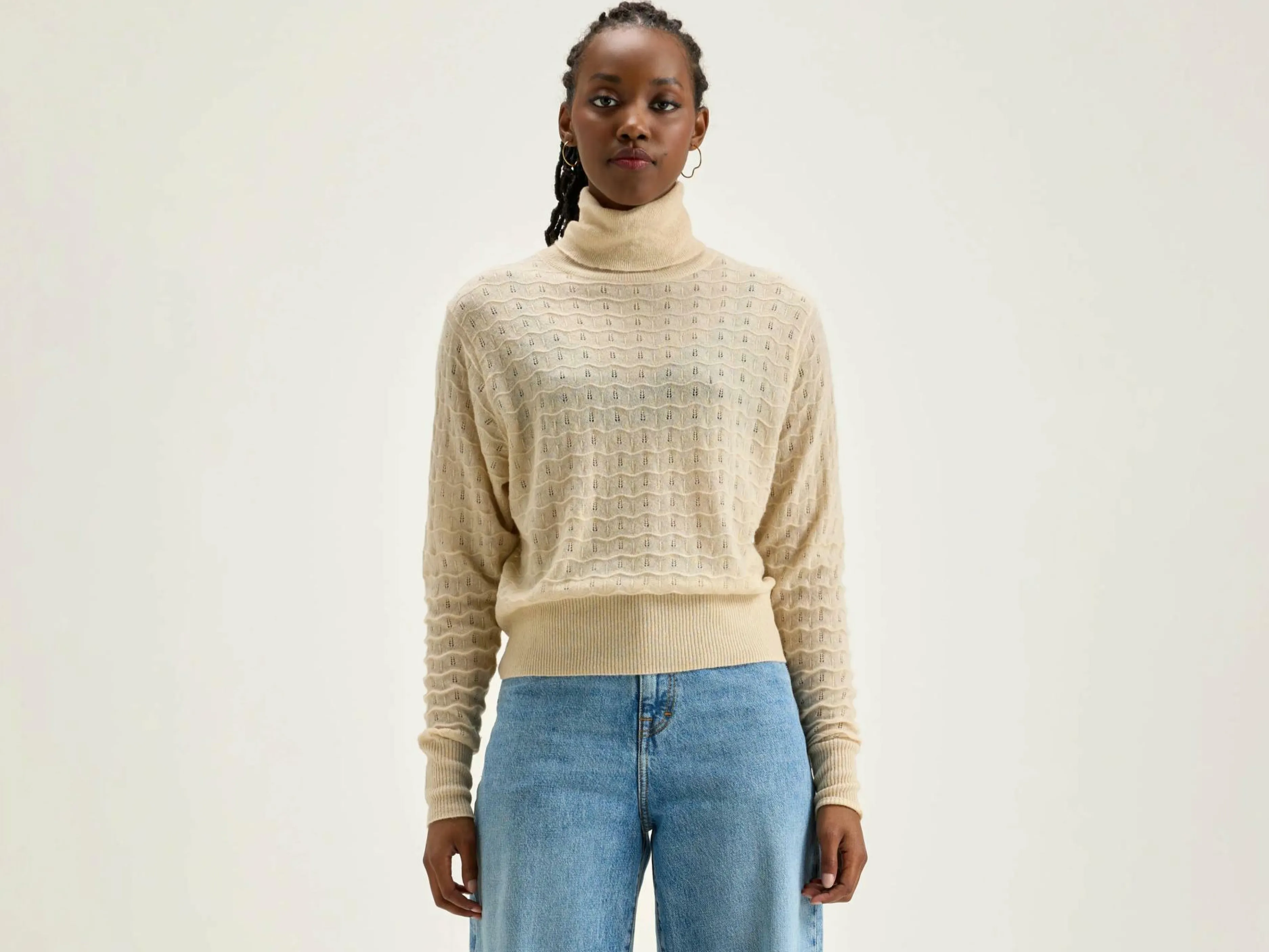 Mailles-Bellerose Pull Col Roulé Run Cream