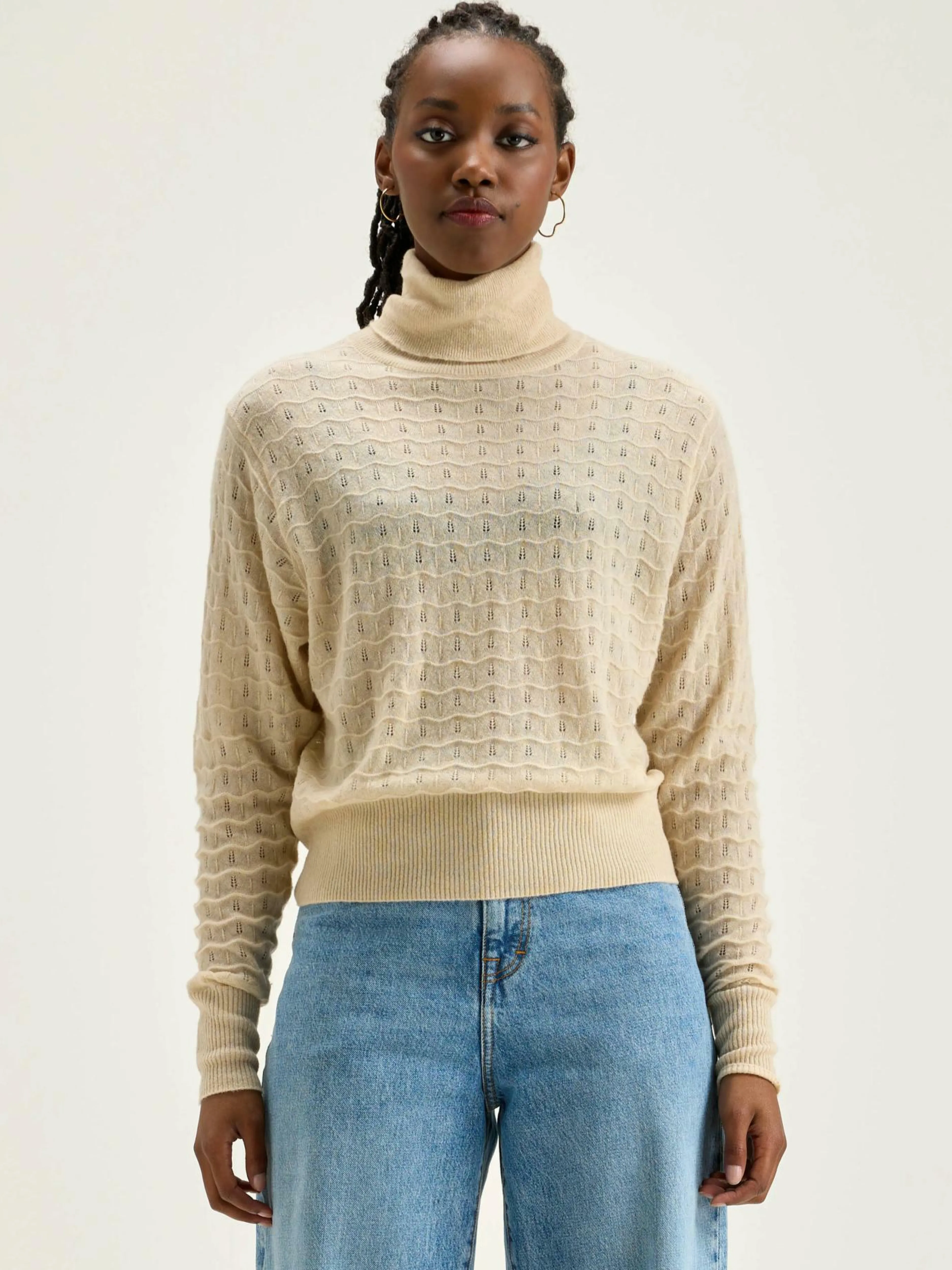 Mailles-Bellerose Pull Col Roulé Run Cream