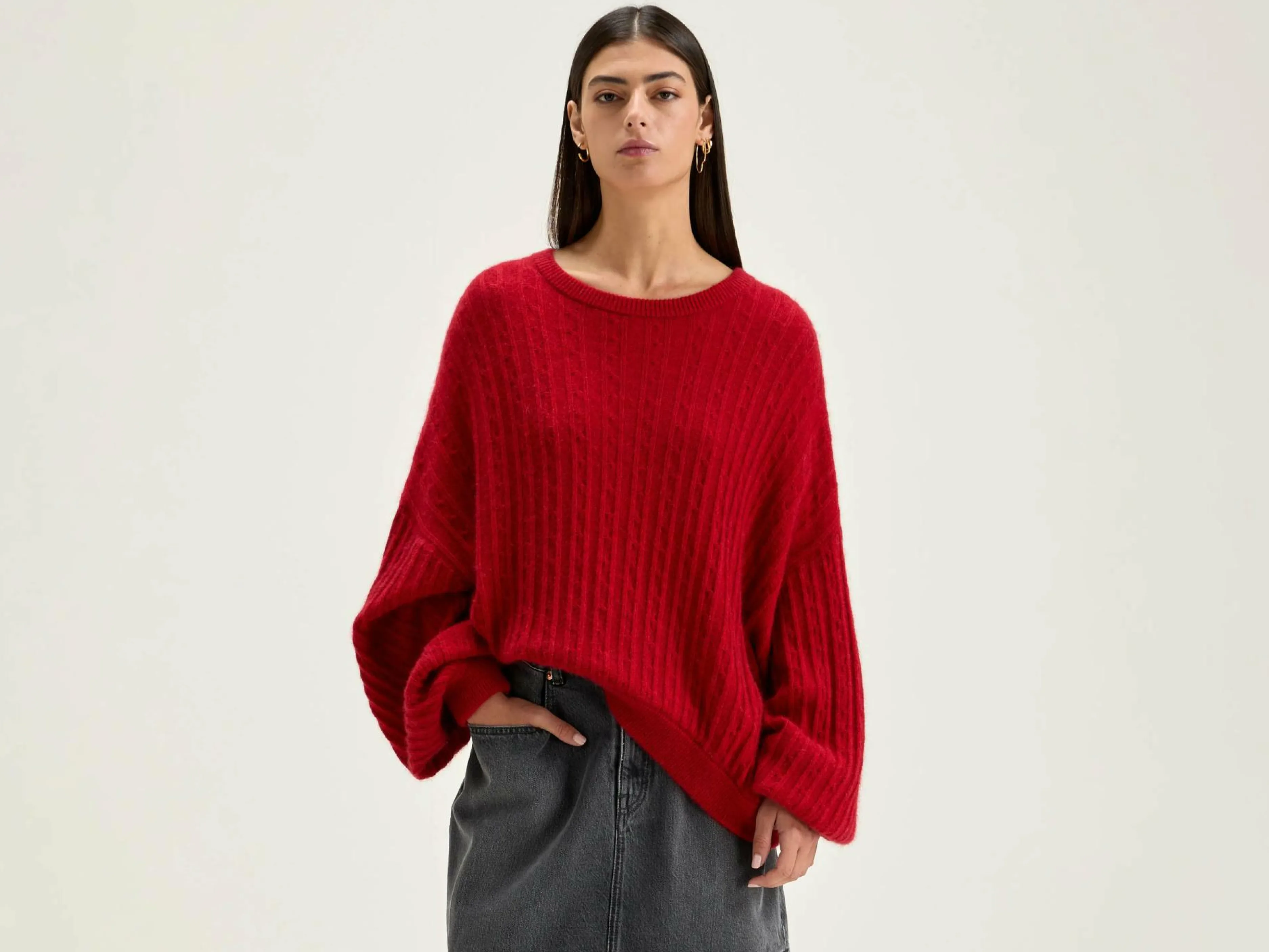 Mailles-Bellerose Pull Cropped Dukas Ecarlate