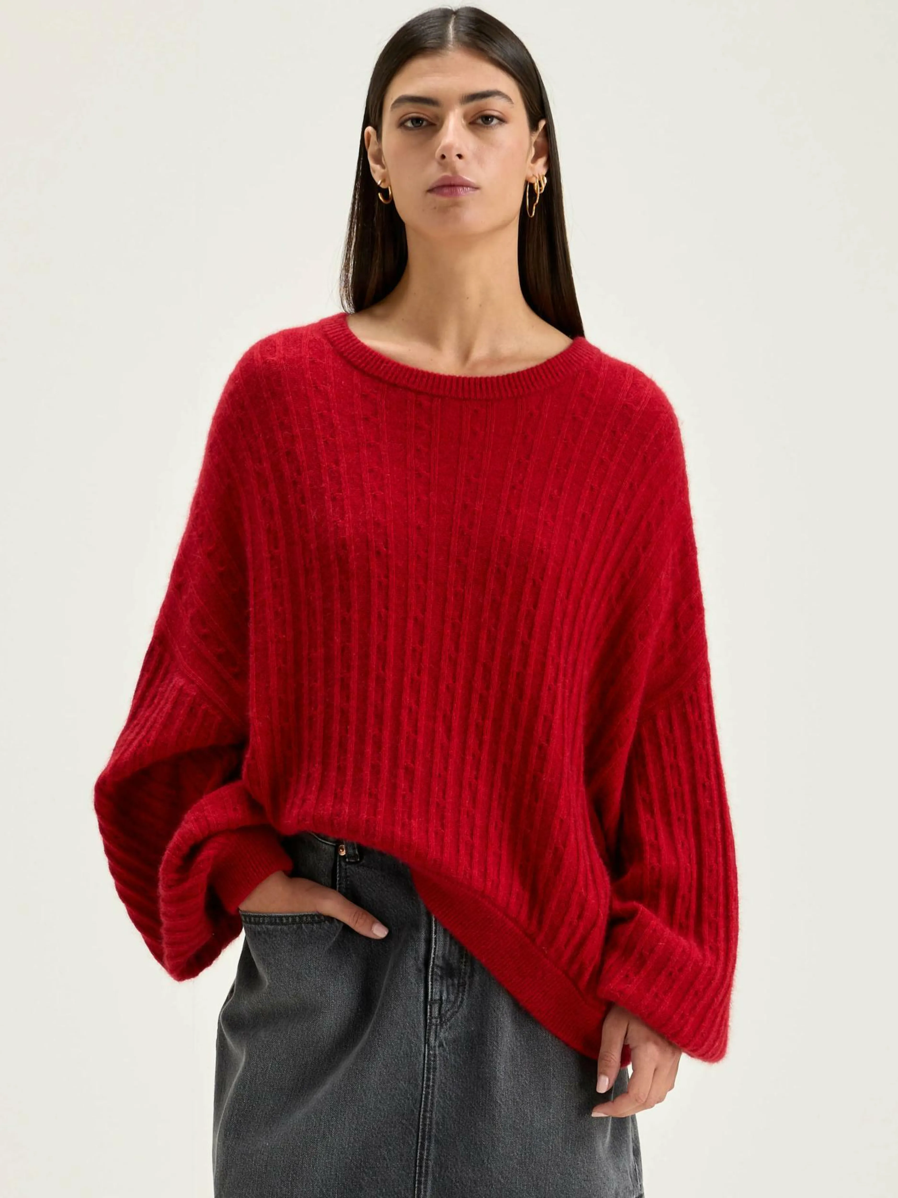 Mailles-Bellerose Pull Cropped Dukas Ecarlate