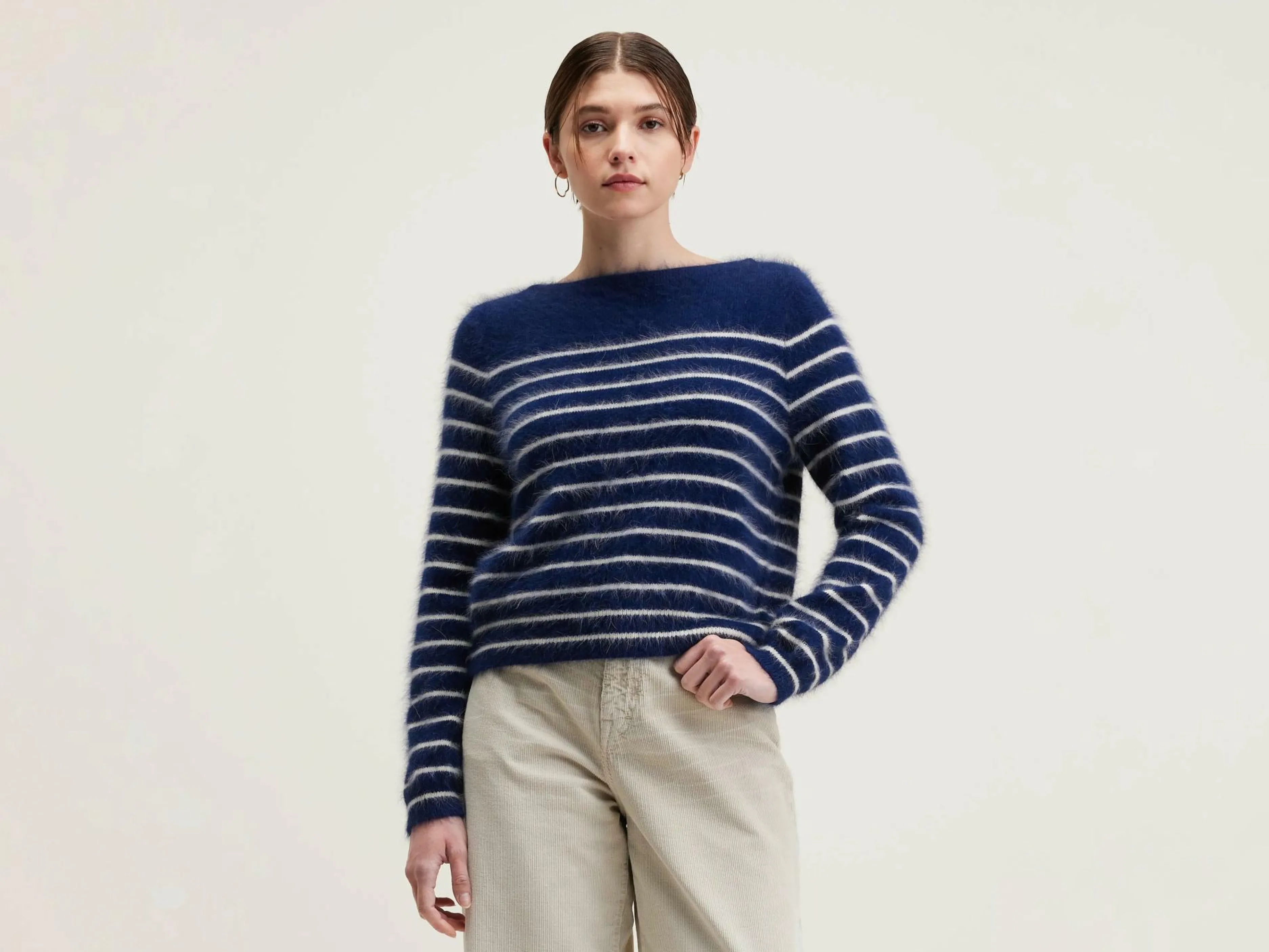Mailles-Bellerose Pull En Angora Dato Cream / Indigo