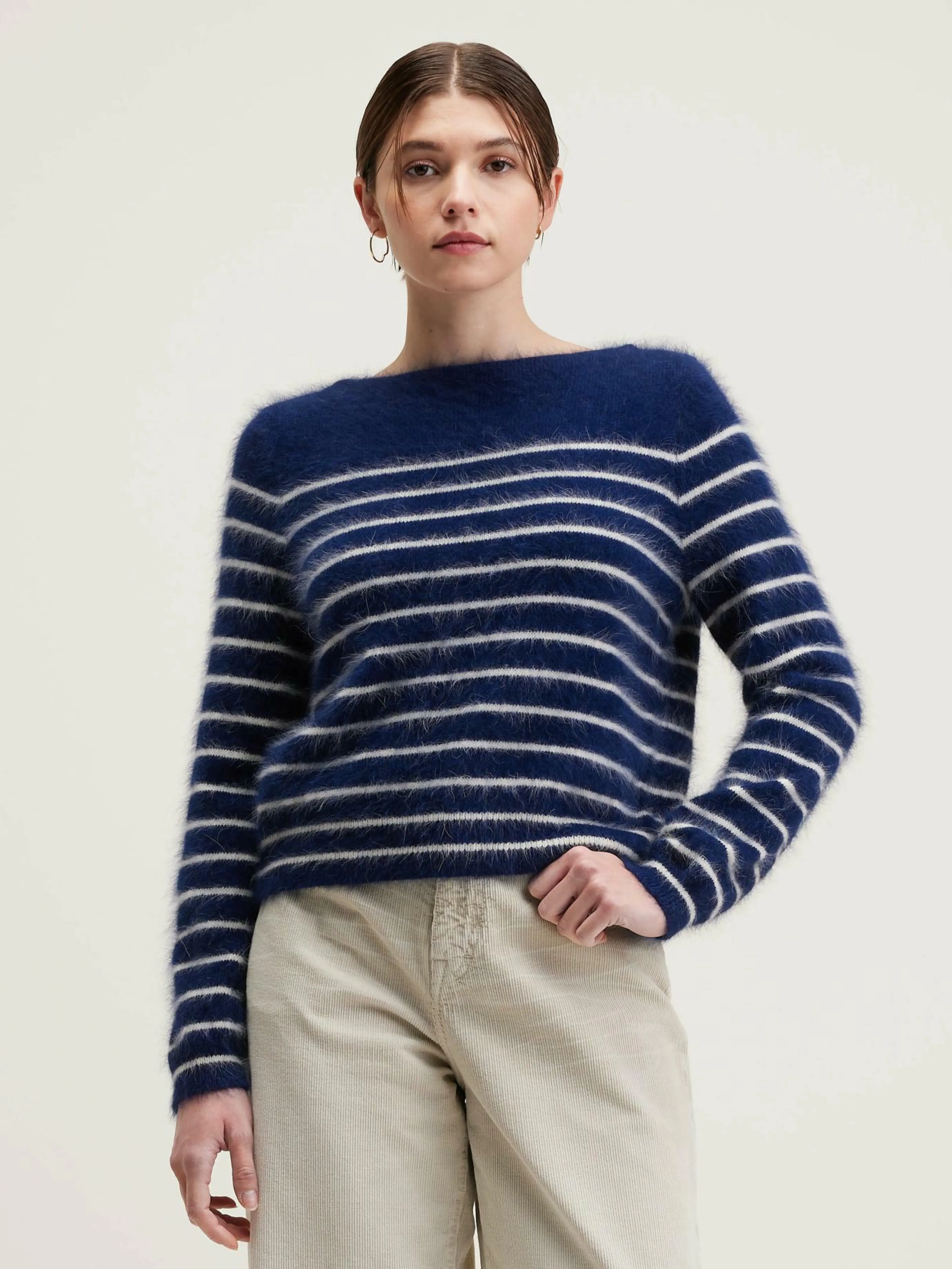 Mailles-Bellerose Pull En Angora Dato Cream / Indigo