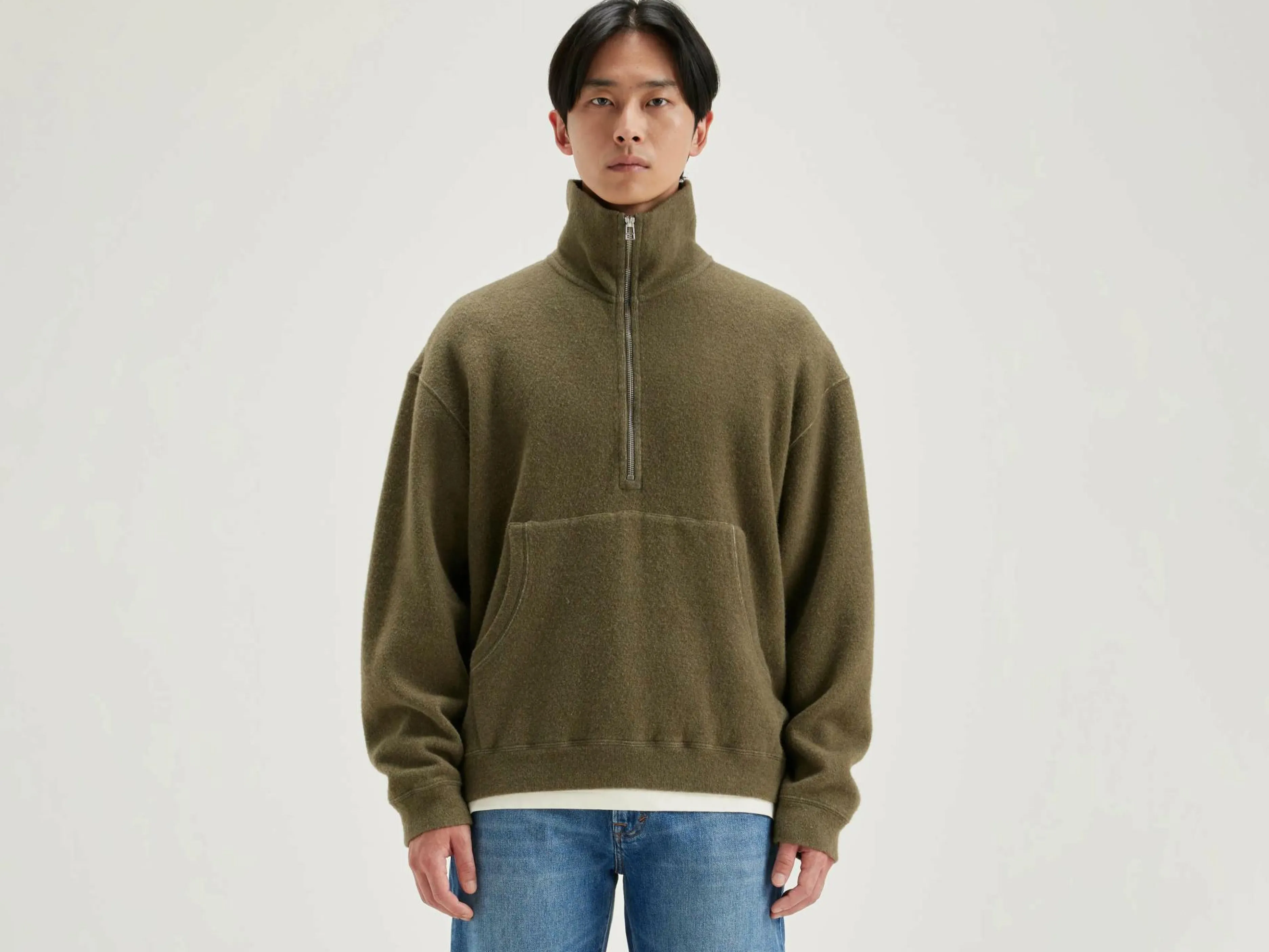 Sweatshirts-Bellerose Sweatshirt Col Zippé Mabro Military