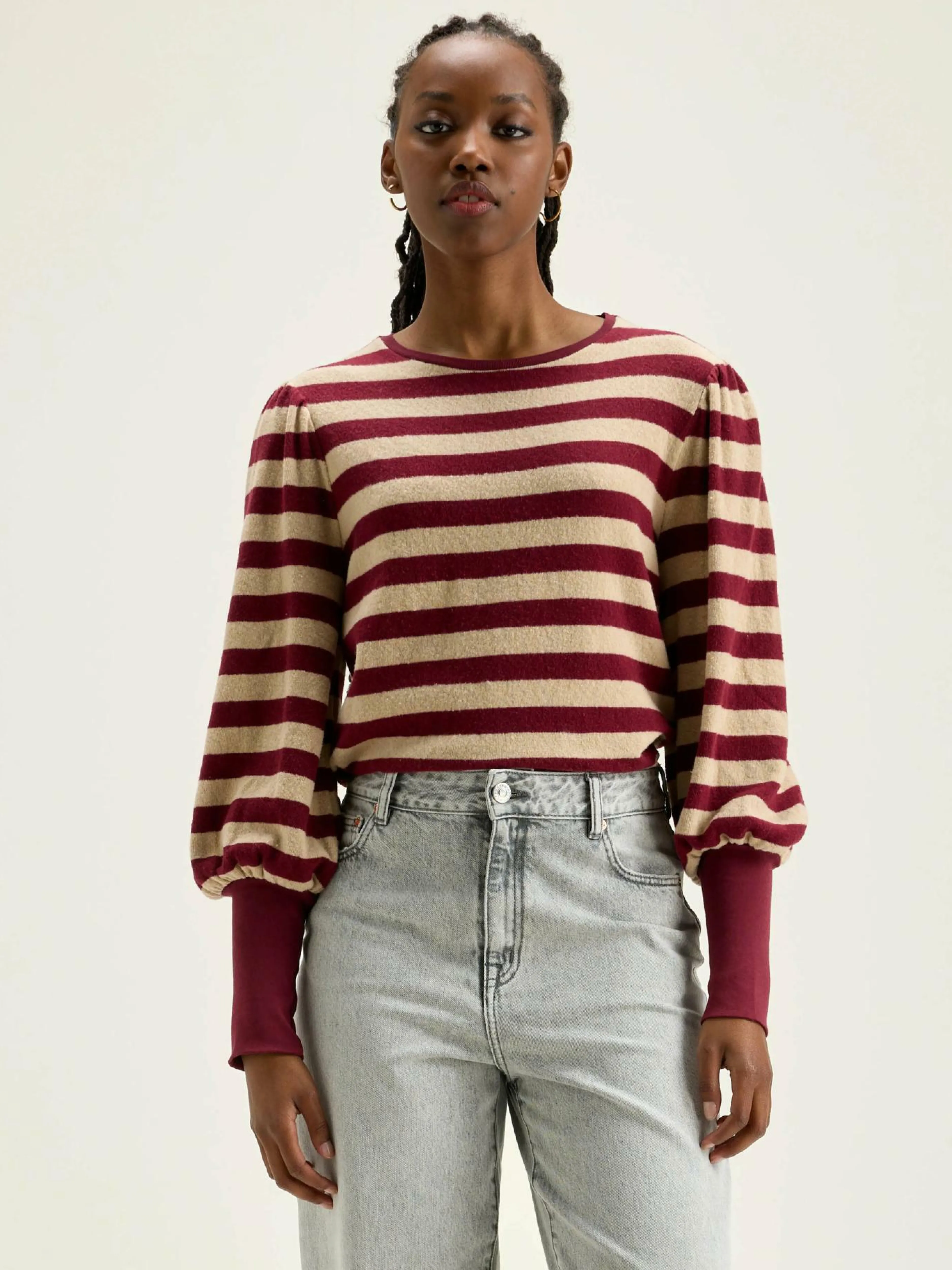 T-Shirts & Tops-Bellerose T-shirt Manches Bouffantes Vidoum Antique white / Grenat