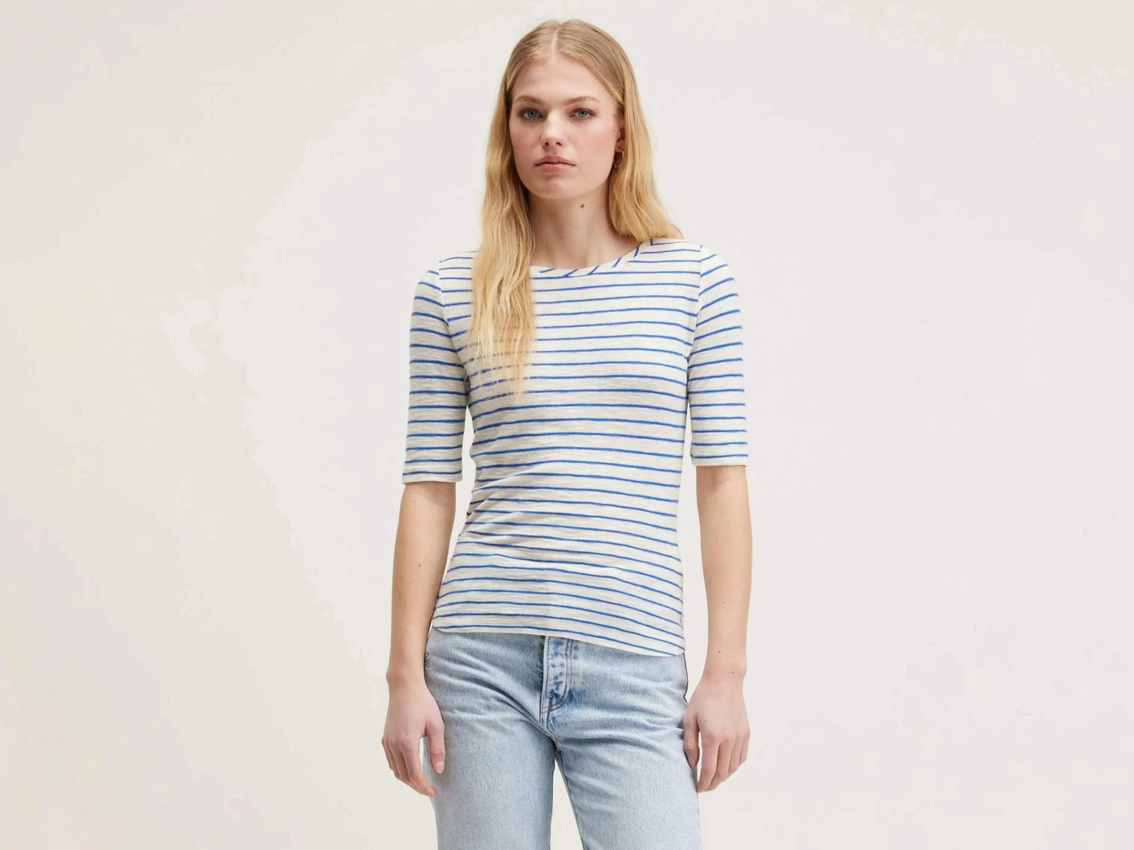 T-Shirts & Tops-Bellerose T-shirt Slim Seas Ecru / True blue